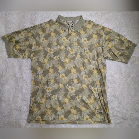 Tommy Bahama Hawaiian Polo Shirt Yellow Green Nwot XL - Picture 1 of 5